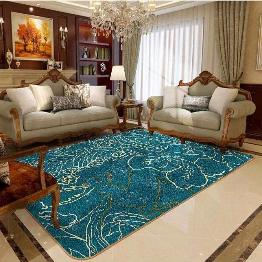 Anti-slip Chinese Carpet Living Room Chinese Style Home Bedroom Bedside Study Floor Mats Coffee Table Blankets