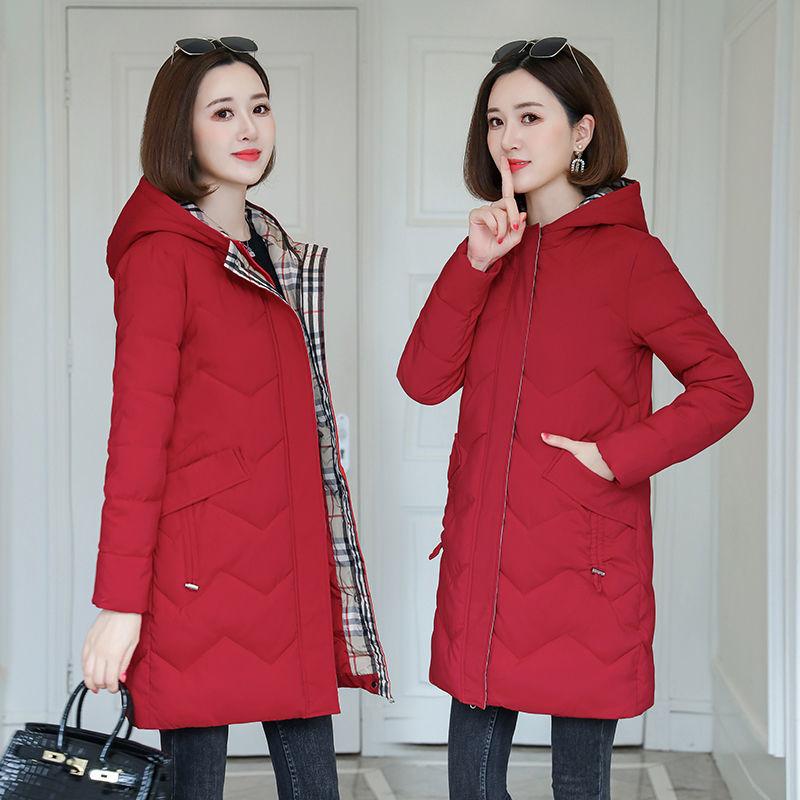 Women's Winter Long Thick Padded Jacket Korean Style Hooded Warm Cotton-padded Jacket Students Were Thin Padded Jacket