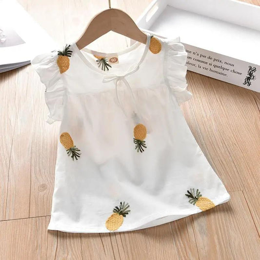 Girls' T-shirts Summer Clothes Girls Half Sleeves Children's Clothes Western Style Children's Shirts Cotton Tops