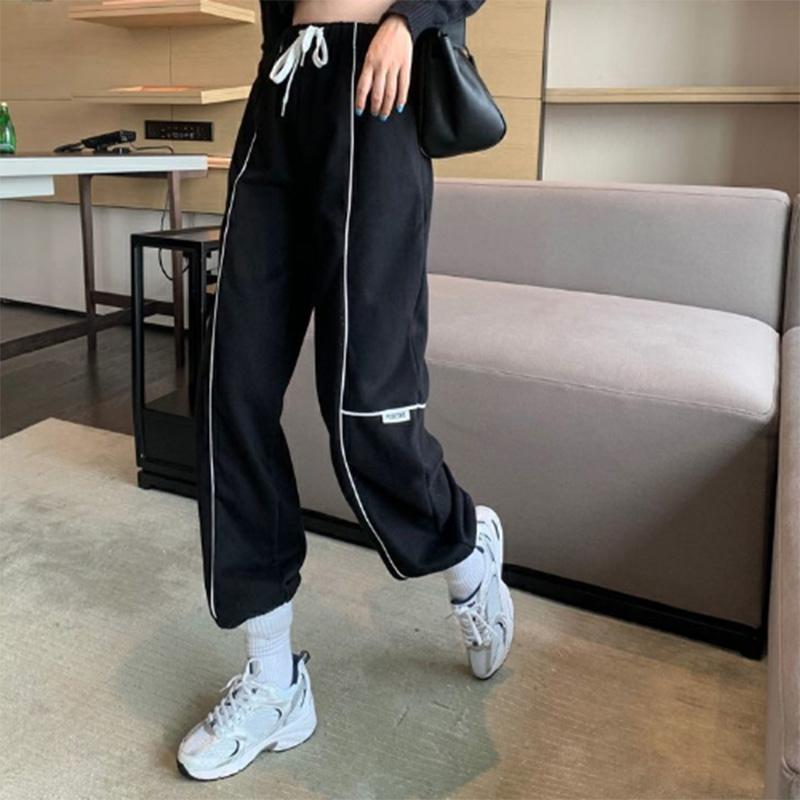 Solid Color Casual Pants Women's Autumn and Winter All-match Loose Beam Pants Plus Velvet Thick High Waist Sports Sweatpants