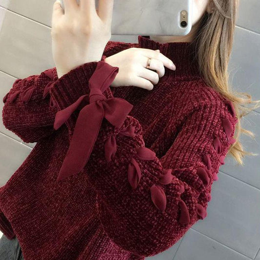 Autumn Winter Women Fashion Sweater Casual Knitting Sweater Turtleneck Pullovers Loose Casual Long Sleeve Sweater