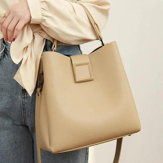 Simple Bucket Bag Leather Handbags Light Casual One-shoulder Handbag Shopping Handbags