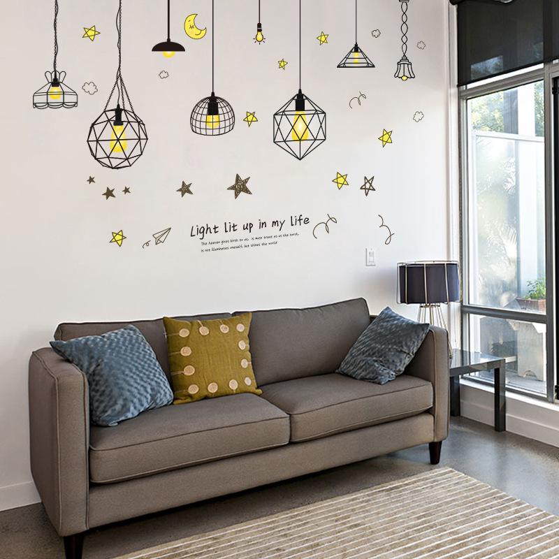 wire frame chandelier wall sticker third generation removable wall sticker PVC transparent film