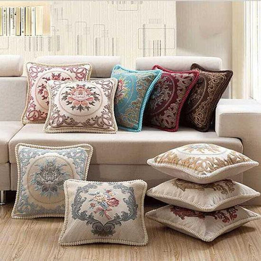 Washable Cushion Covers European-style Printed Sofa Pillowcase Cover for Living Room Car Pillow Cushion Lumbar Support Cover Removable