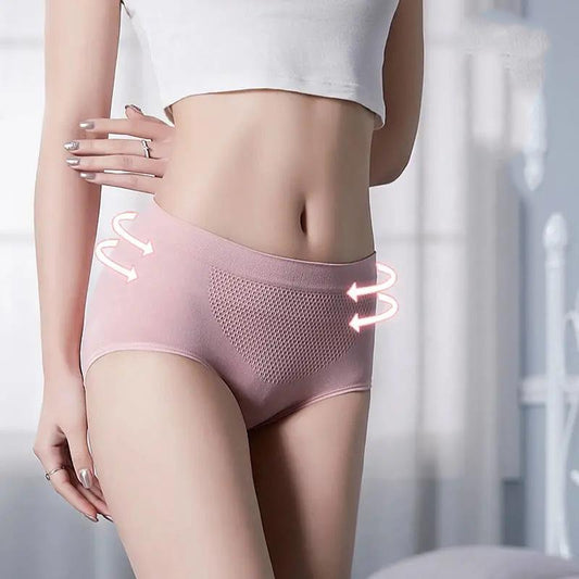 4 Pcs Women's cotton Mid-waist solid Warm belly Underwear Cotton Stalls Hips seamless panties Lower Abdomen Slimming Postpartum Breathable Underwear