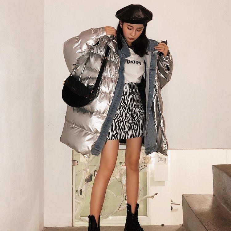 Winter Cotton-padded Clothes Women's Loose Cotton-padded Clothes Mid-length Shiny Padded Jacket Coat Bread Clothes