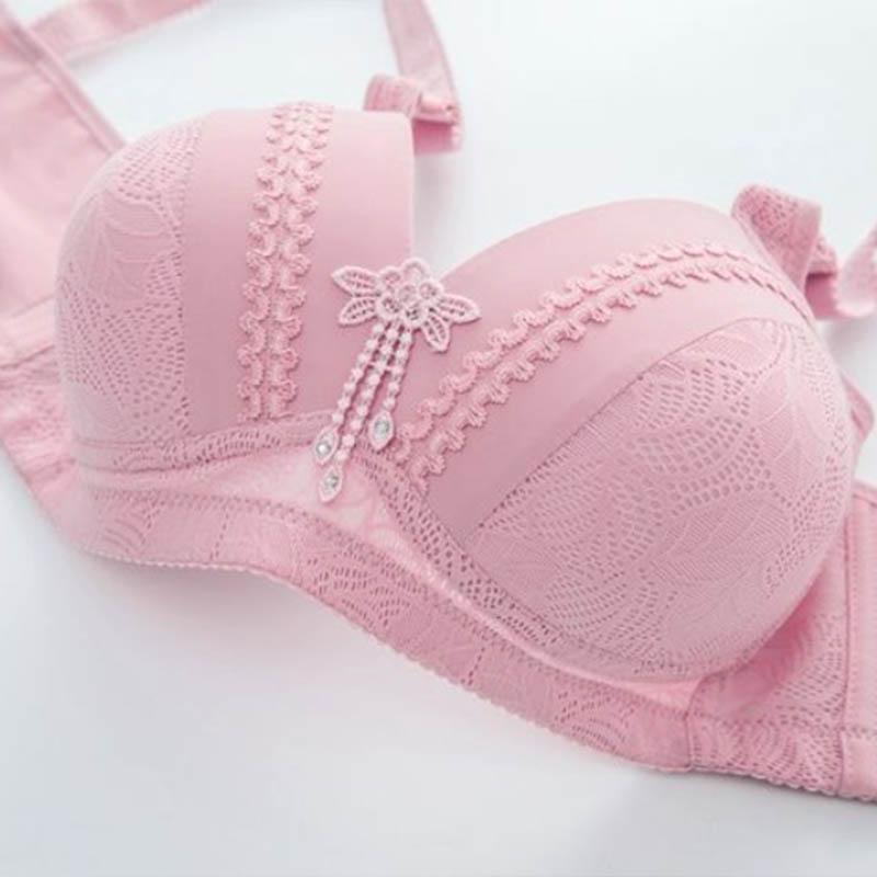 Embroidered Beautiful Back No Steel Ring Gathered Anti-sagging Breast Large Size Thin Ladies Sexy Comfortable Breathable Soft Bra