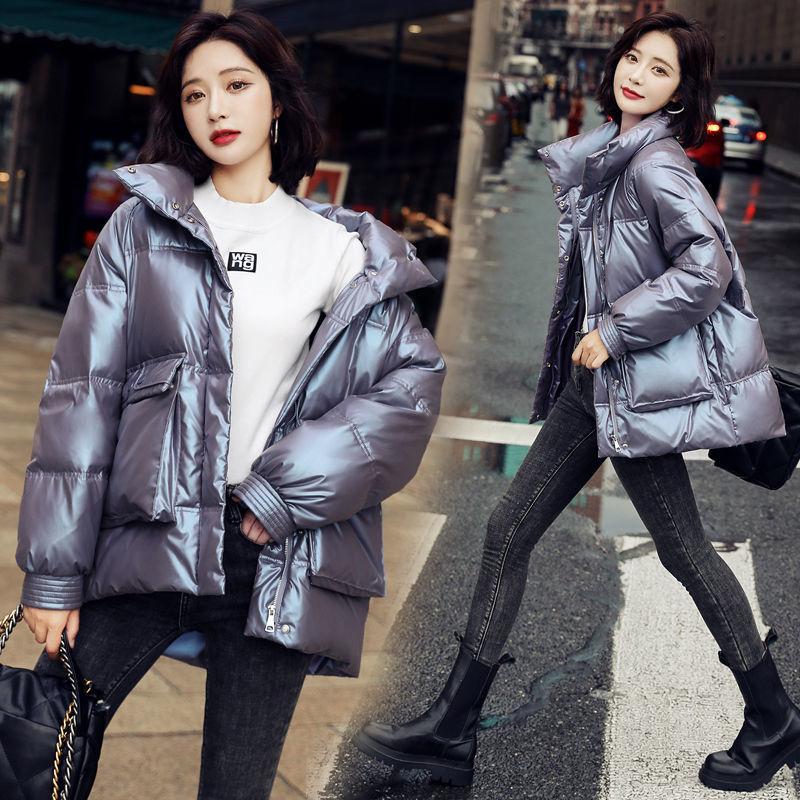 Glossy Down Jacket Bread Jacket Women's Autumn and Winter Loose Thick and Warm Short Down Jacket