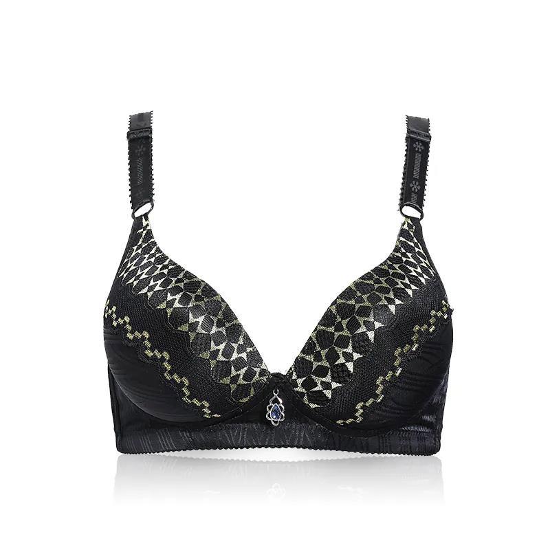 Large Size Lace Sexy Medium Thick No Steel Rings Gathering Comfortable Bra Adjustable Beautiful Back Receiving Deputy Breast Ladies Underwear Bra