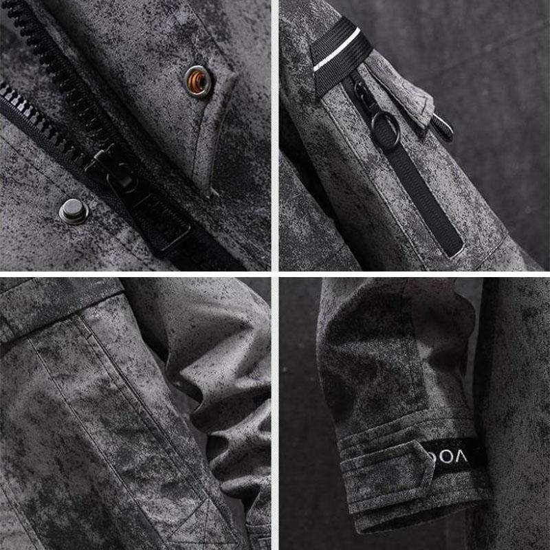 Spring Work Jacket Large Size Hooded Coat Long Casual Loose Windbreaker Comfortable Parka Men