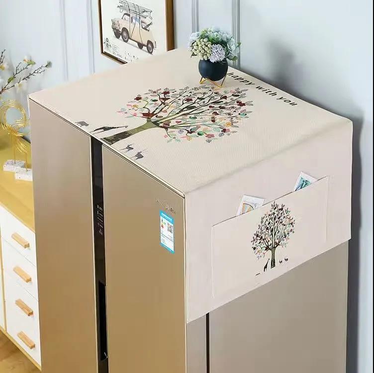 Double Door Refrigerator Cover Towel Dust Cover Washing Machine Cover Cloth Household Appliance Storage Dust Cover