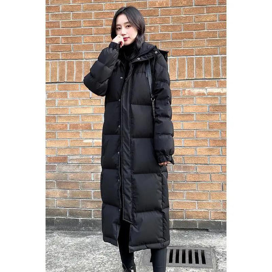 Black Thick Loose Couple Down Jacket Men and Women Super Long Down Jacket