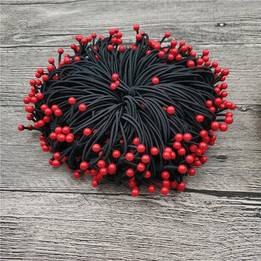 10/100PCS Red Bean Hair Rope Three-in-one Hair Accessories Knotted Head Rope Black High Elastic Hair Tie Girls Ponytail Headband