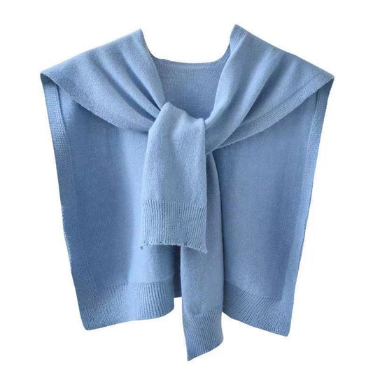 Pure Color Simple Shoulder British Style Shawl Outside Lace Knotted Knitted Wool Scarf Women's Shirt Shirt Fabric Soft and Comfortable