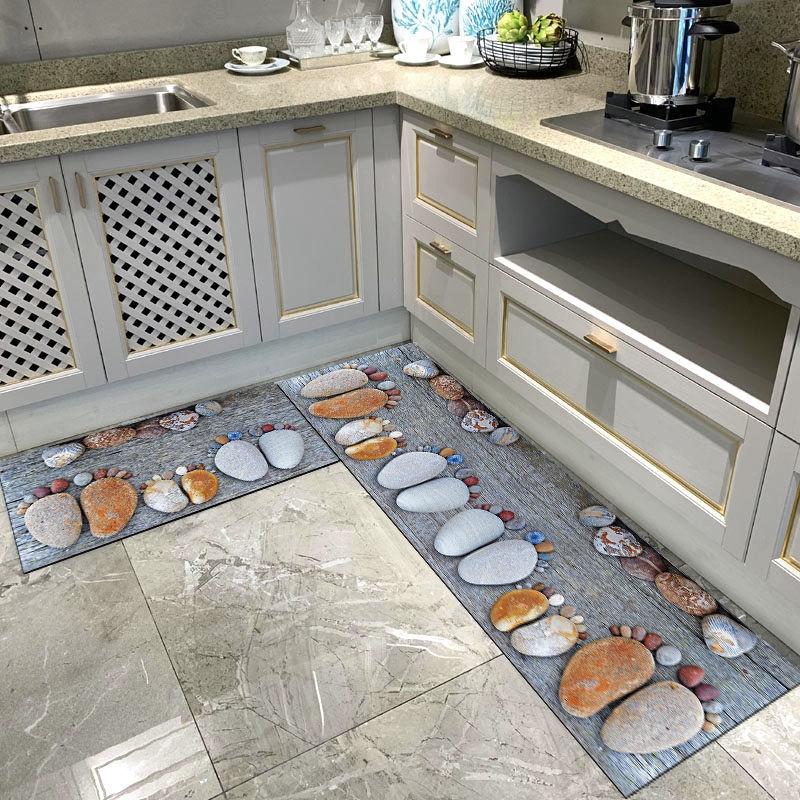 Kitchen Floor Two-piece Suitcase Cartoon Kitten Animal Pattern Door Pad Carpet Bedroom Door Toilet Non-slip Pad Home Water Absorption Mat