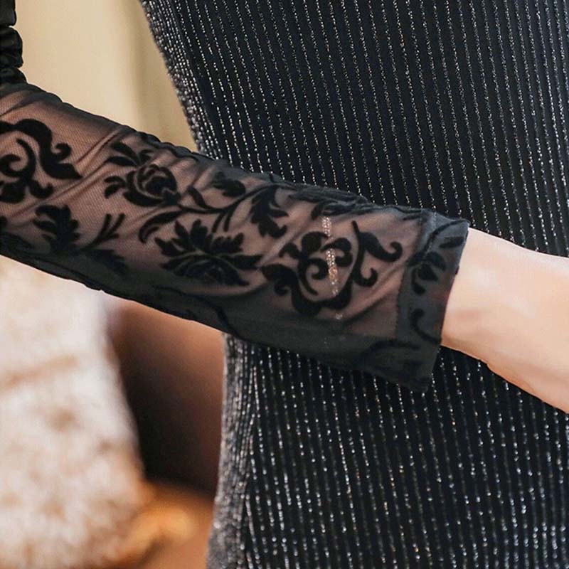 Spring and Autumn T-shirt Women's Long-sleeved Gold Velvet Bottoming Shirt All-match T-shirt