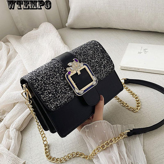Fashion trend Messenger bag casual shopping street wild sequin chain shoulder bag handbag