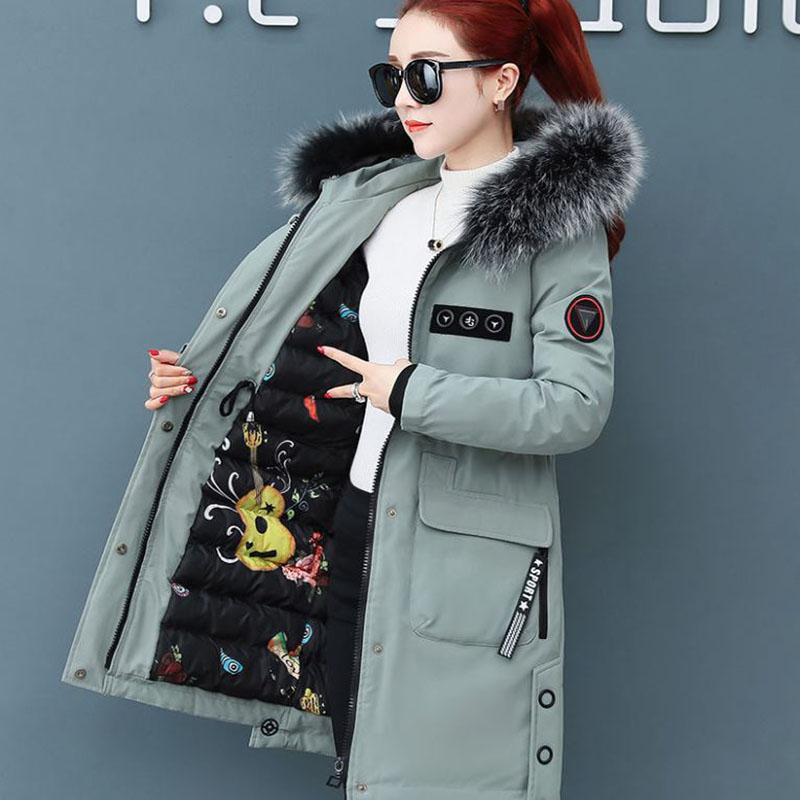 Winter Down Jacket with Hooded Faux Fur Collar Warm and Windproof Jacket Oversized Down Jacket with Cotton Padded Parka