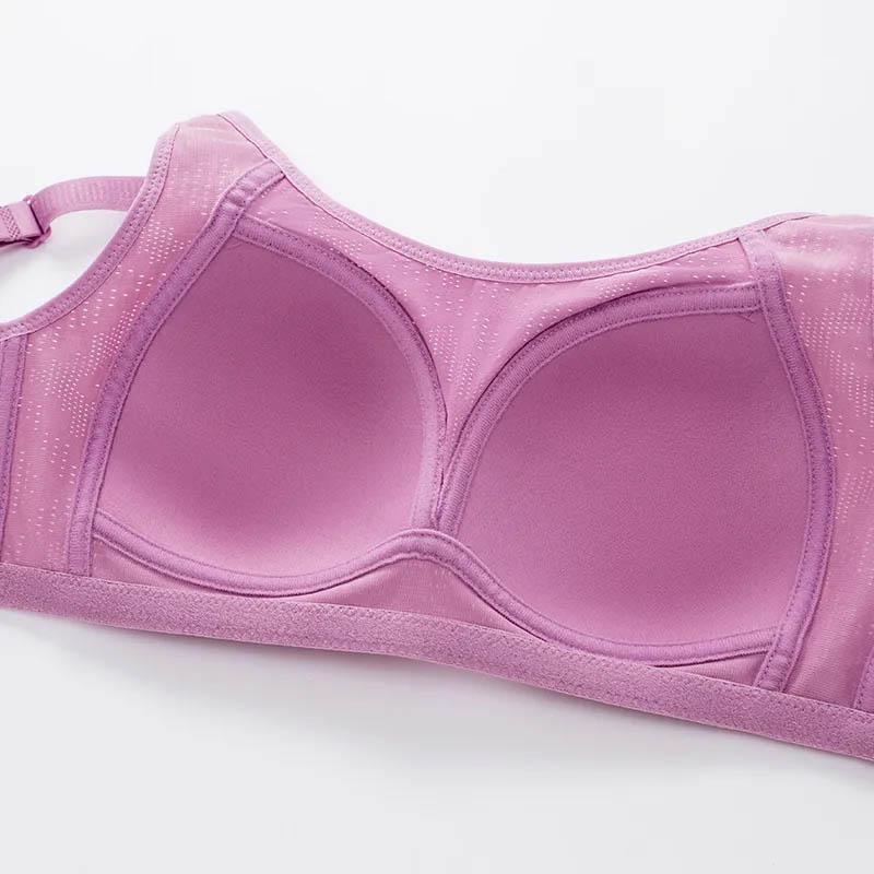 Anti-glare No Steel Ring Gathered Large Size Bra Big Breasts Show Small Hollow Design Breathable Sweat-absorbing Anti-sagging Bra