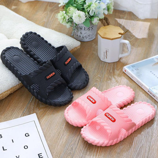 Four Seasons Summer Anti-skid Outer Wear Trendy Slippers for Men and Women Couples Simple Home Bathroom Household Bath Sandals and Slippers