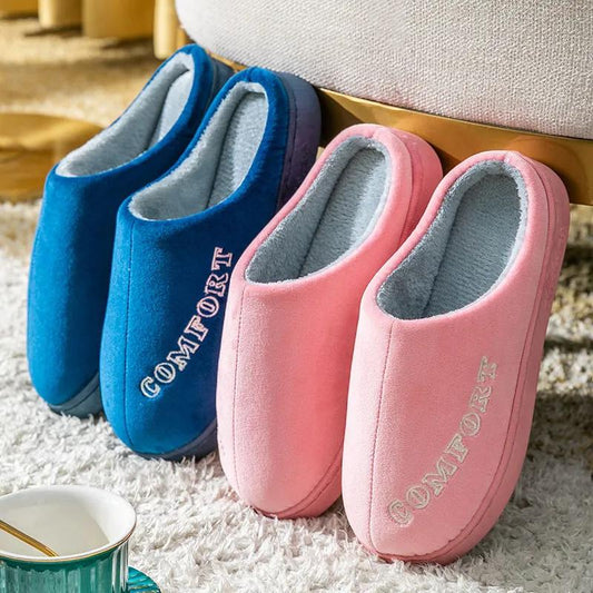 Pink Winter Slippers Women Thick Warm Cotton Shoes Home Mens Plus Size Winter Slipper