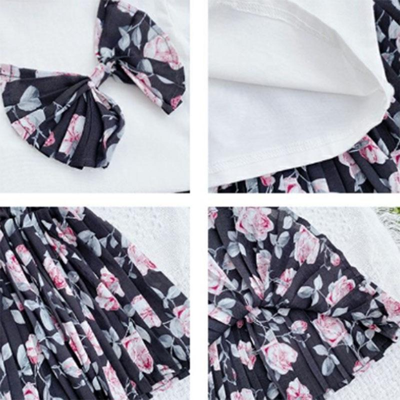 Girls' Suits Western-style Cotton Children's Summer Fashion Floral Skirt Baby Summer Short-sleeved Two-piece Suit