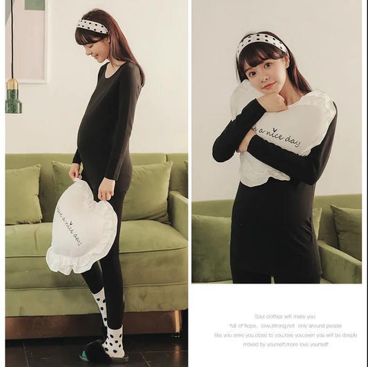 Maternity Suit Two-piece Autumn and Winter Clothes Derong Qiuyi Long Trousers Primer Thermal Underwear Winter Pajamas Maternity Suit