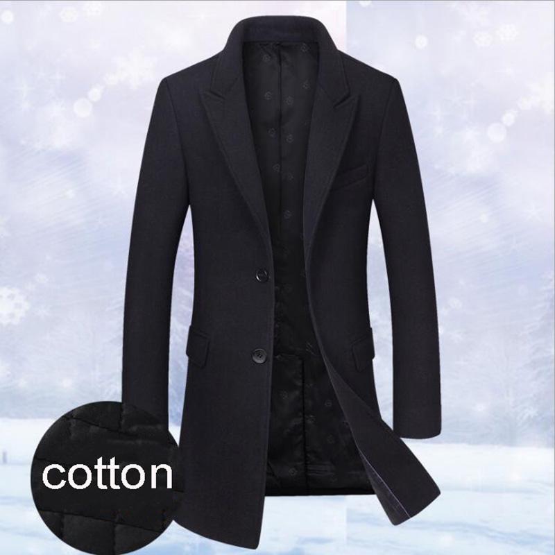 Men's Woolen Coat Slim-fit Woolen Mid-length Thick Men's Trench Coat