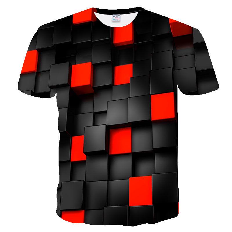 WTEMPO Summer Square 3DT Shirt Men's Summer Casual Loose Breathable Short-sleeved Shirt