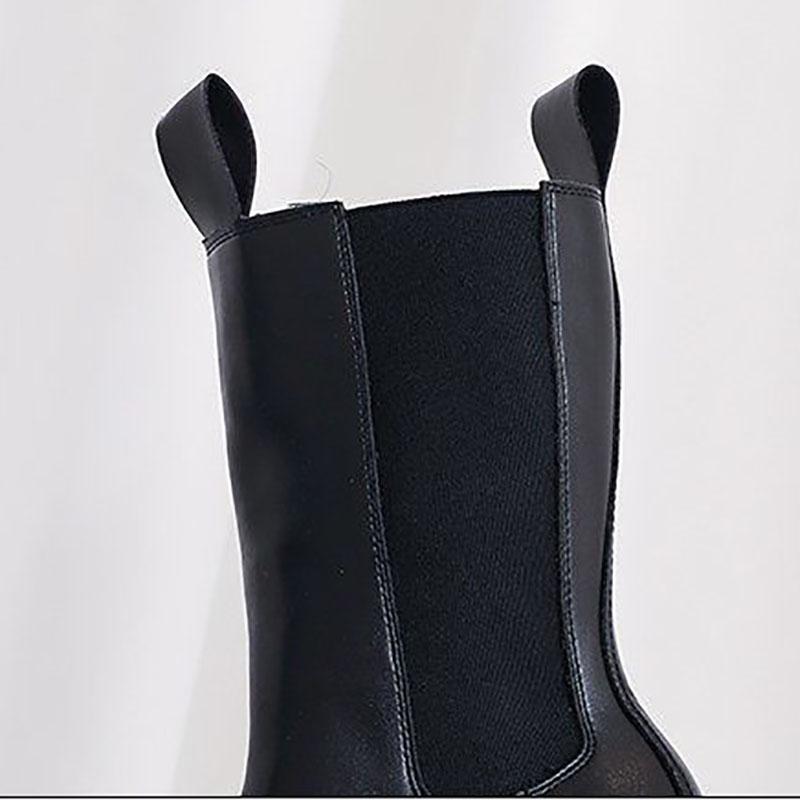 Martin Boots Women Autumn Winter Elastic Mid-tube Boots Thick-soled Boots Single Inner Side Zipper Boots Women
