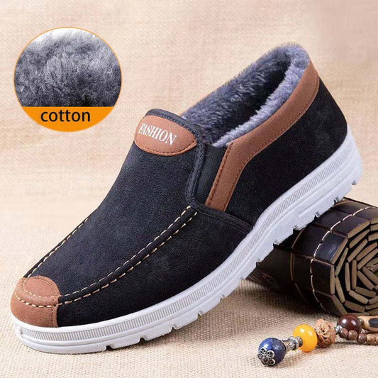 Cotton Shoes Men's Winter Thick Warm Shoes Middle-aged and Elderly Lining Plus Velvet Non-slip Men's Warm Cotton Shoes