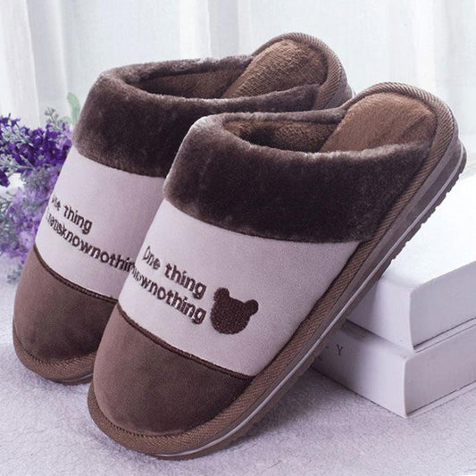 Winter Men's Cotton Slippers Non-slip Warm Thick Plush Shoes Thick Bottom Home Large Size Indoor Shoes