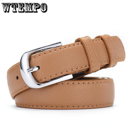 Leather Belt Women Leather Adult Casual Waist Belt Ring Pin Buckle