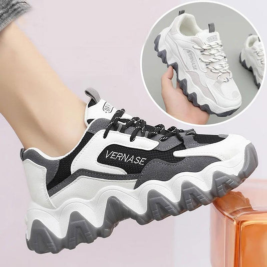Female Student Sports Shoes Breathable Mesh Shoes Casual Shoes Small White Shoes Leather Thick Soles Large Soles Comfortable Mesh Shoes for Girls