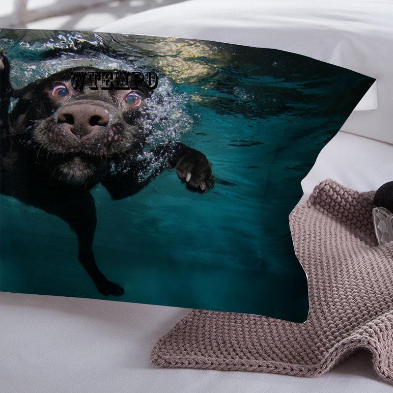 3 Piece Bedding 3D Swimming Dog Pattern Bedding Package Quilt Cover Sheet Pillowcase