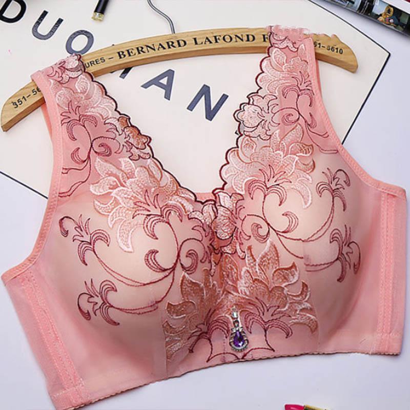 Ladies Beautiful Back No Steel Ring Large Size Bra Gather Thin Tube Top Full Cup Soft Comfortable Anti-sagging Anti-glare Bra