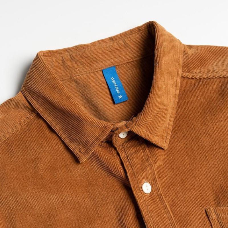 Spring and Autumn Corduroy Shirt Men's Trend All-match Ruffian Handsome Shirt Casual Fashion Solid Color Bottoming Shirt Jacket