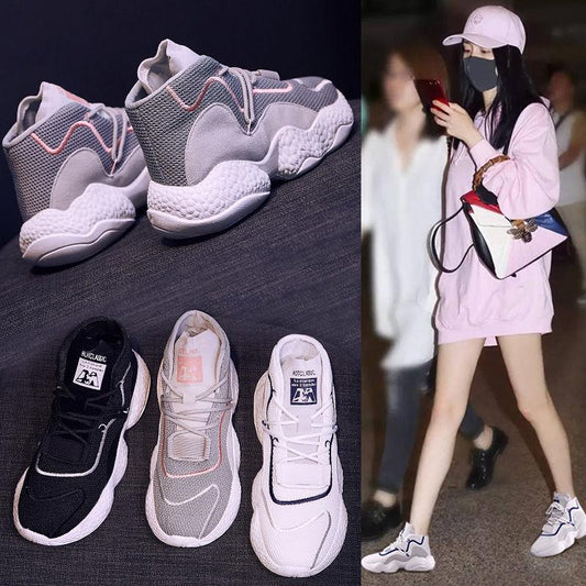 High-top Sneakers Female Students Korean Version of The Wild Harajuku Daddy Shoes Women Casual Running Shoes Women's Single Shoes