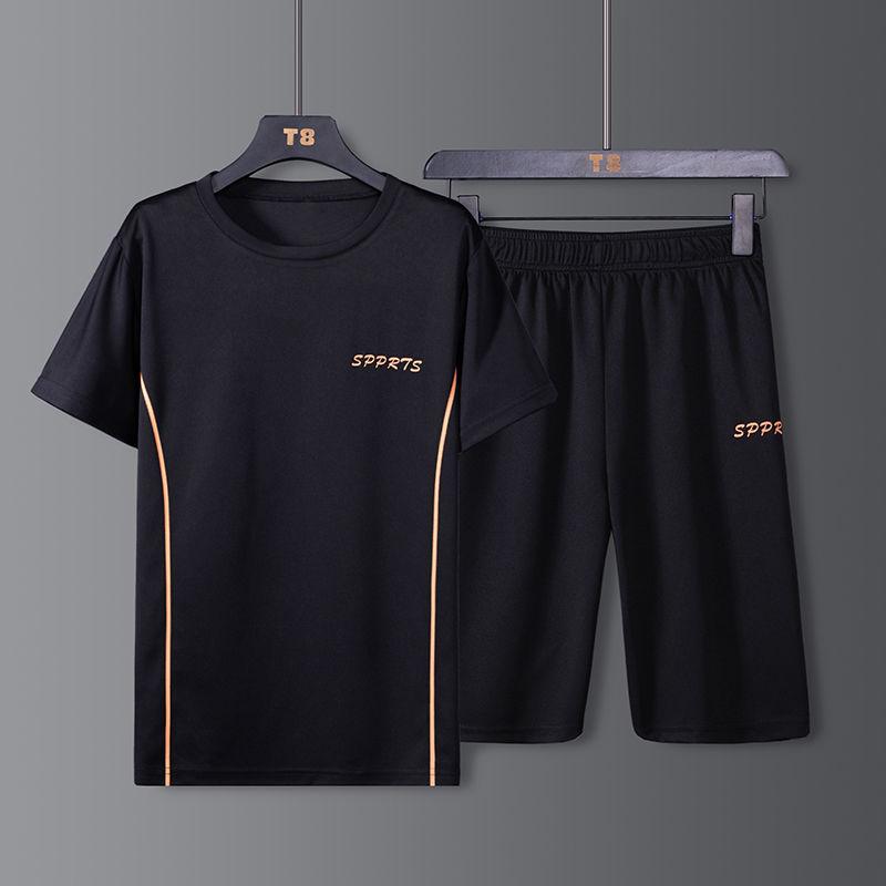 Suit/T-shirt Summer Quick-drying Sportswear Suit Men's Short-sleeved Shorts Ice Silk Ultra-thin Casual Suit Tide