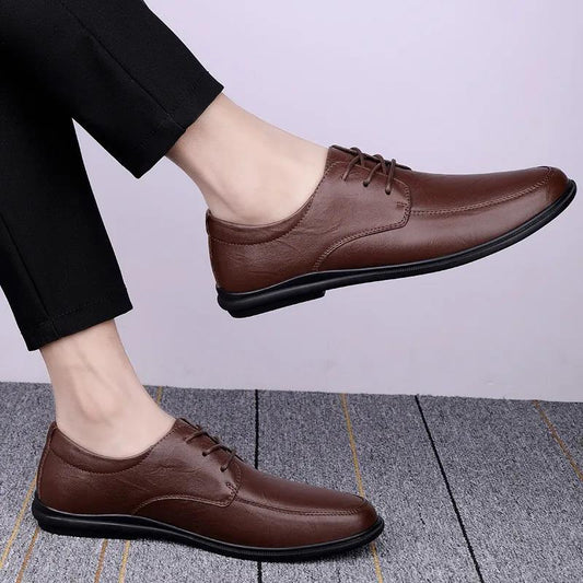 Leather Breathable Men's Shoes Business Casual Leather Shoes Office Lacing Soft Soft Soft Men's Shoes