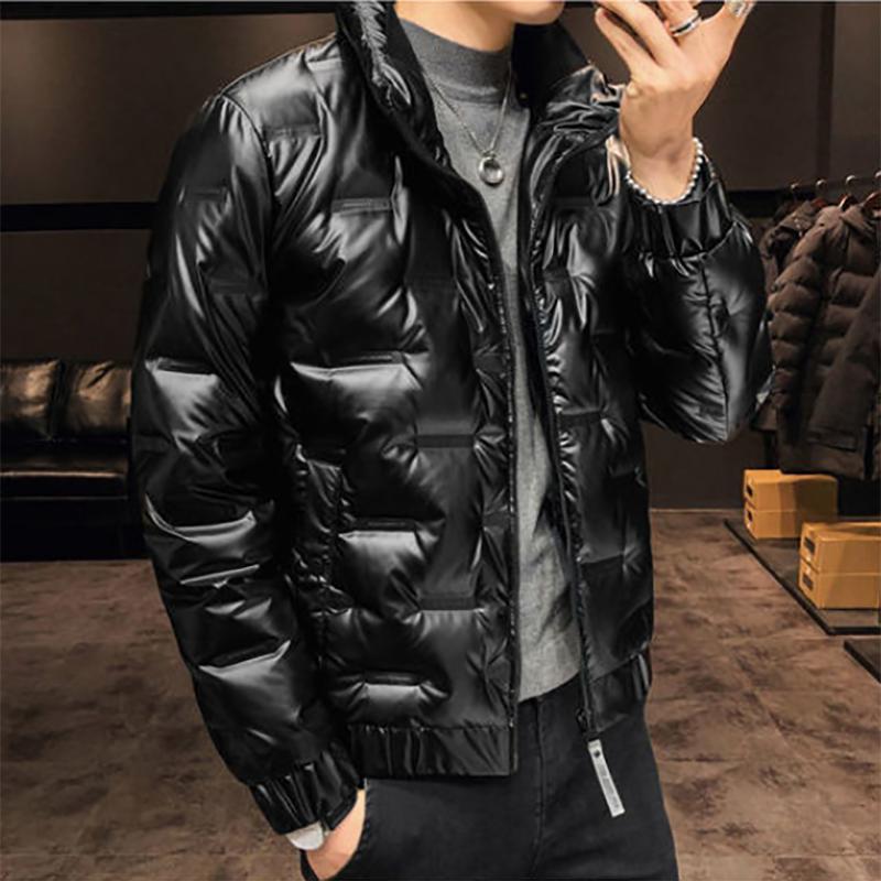 Men's Down Jacket Autumn and Winter Jackets Short Trend Stand-up Collar Fashion Shiny Coat for Men