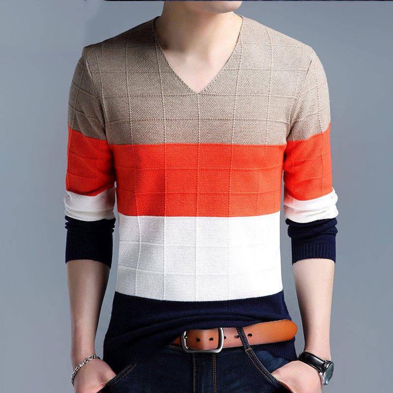 Cashmere Wool Sweater Men 2019 Autumn Winter Slim Pullovers Men V-Neck Pull Homme Christmas Sweaters