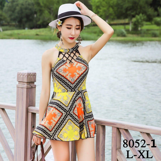 Swimsuit Swimsuit One-piece Boxer Shorts Hollow Girl Swimsuit One-piece Skirt Swimsuit Sweet and Cute Beach Swimsuit Ladies Swimsuit