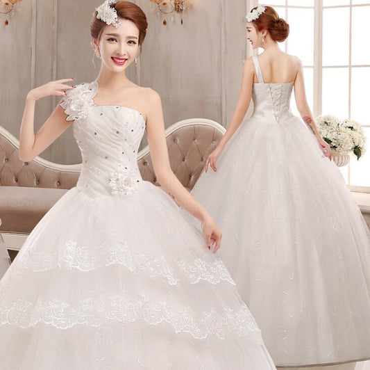 A Line Lace Flower Straps Appliques Nice Gowns Wedding Dress
