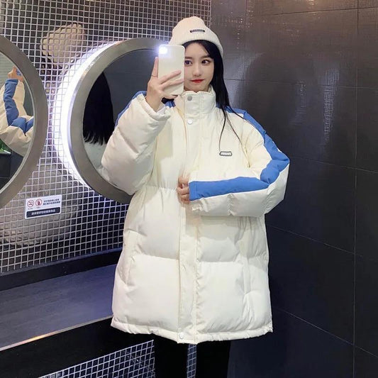 Bread Coat Jacket Korean Version Loose Color Matching Mid-length Cotton Coat Cotton Coat New Winter