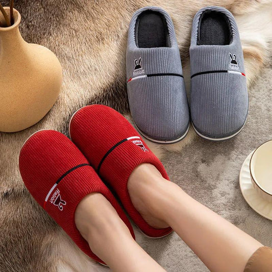 Cotton Slippers for Men and Women Cute Winter Non-slip Couple Indoor Warm and Comfortable Thick-soled Slippers