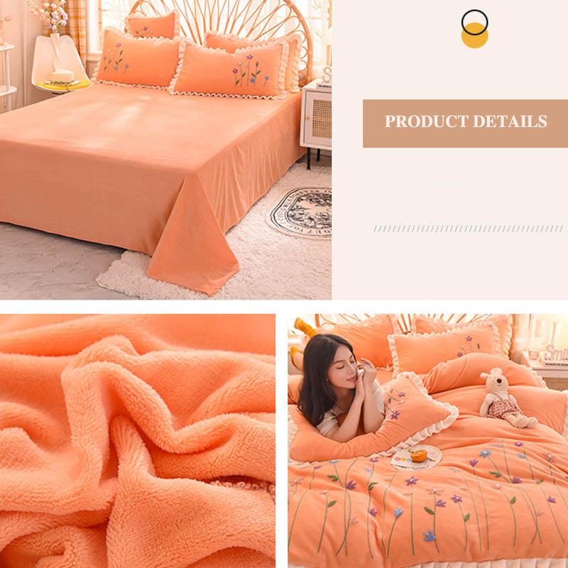 Milk Velvet Four-piece Autumn and Winter Thick Warm Double-sided Velvet Bed Single