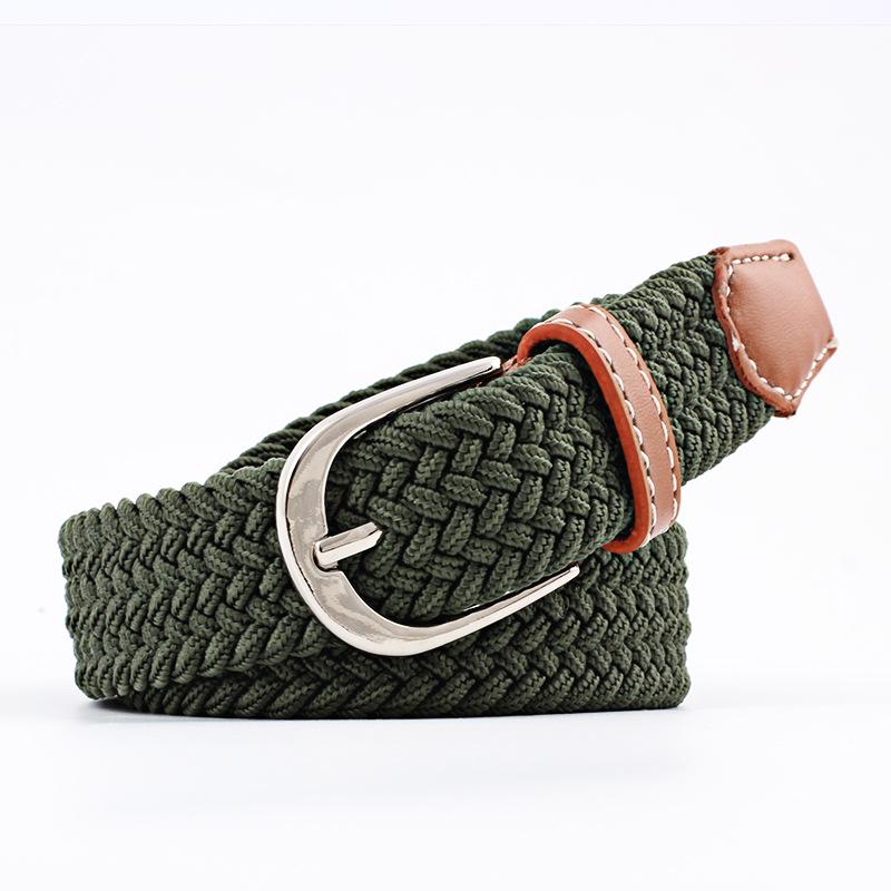 Belt Women Causal Leather Cover Buckle Woven Elastic Stretch Golf Wide Canvas Belts