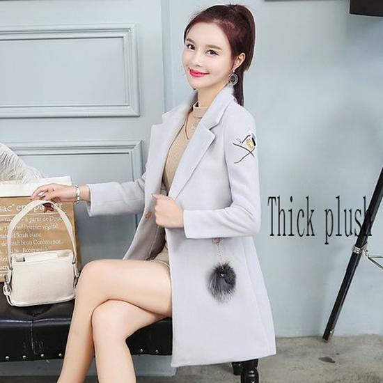 Autumn Winter Women Woollen Coat Collar Oversize Blazer Outwear Jacket Overcoats Loose Coat Women