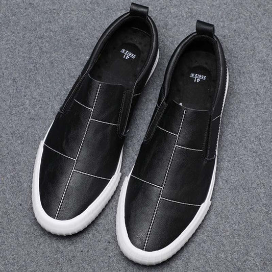 Plus Size 38-44 Summer Men Leather Sneakers Comfortable Deodorant Running Basketball Shoes Breathable Shockproof Non-slip Black Shoes